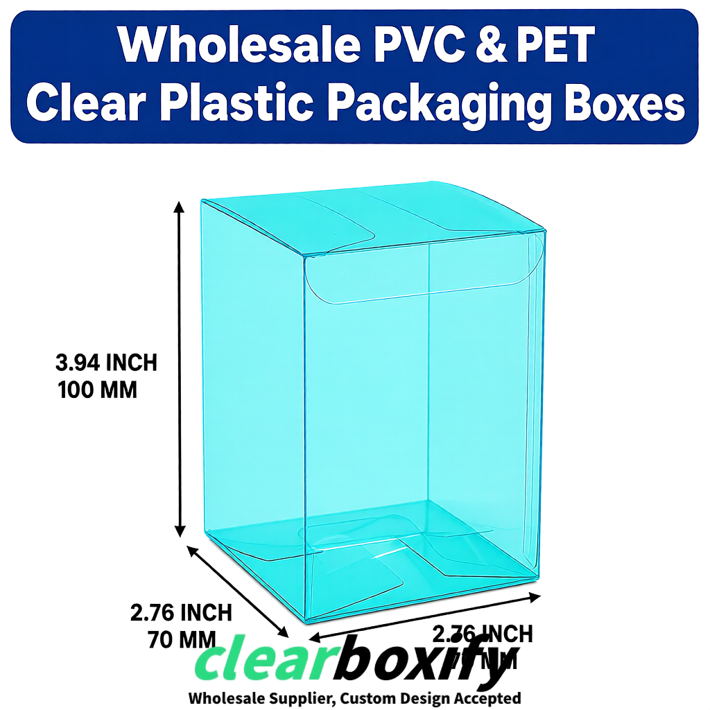 PPWR-Aligned Cyan Translucent PVC & PET Boxes 60x60x180mm 76x76x76mm 70x70x70/100/120mm PPWR-Aligned Cyan Translucent PVC & PET Boxes 60x60x180mm 76x76x76mm 70x70x70/100/120mm
