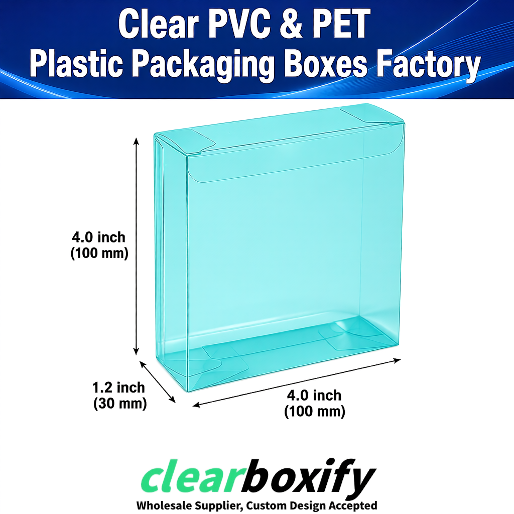 Wholesale Cyan Clear PVC & PET Boxes 90x90x90mm 100x100x30/50/100mm