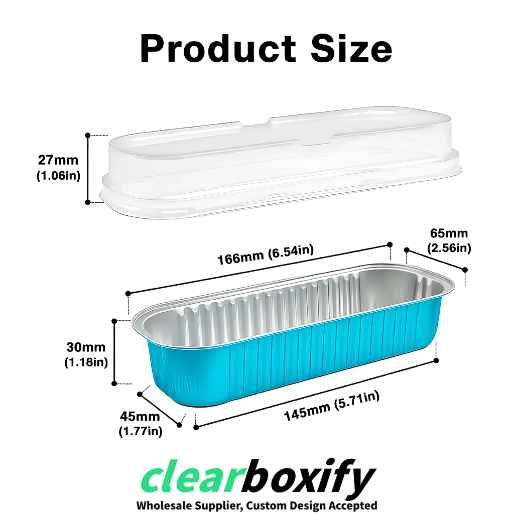 Cyan Mini Loaf Pans with Clear Lids 6.8oz Rectangular Aluminum Foil Baking Pans Supplier