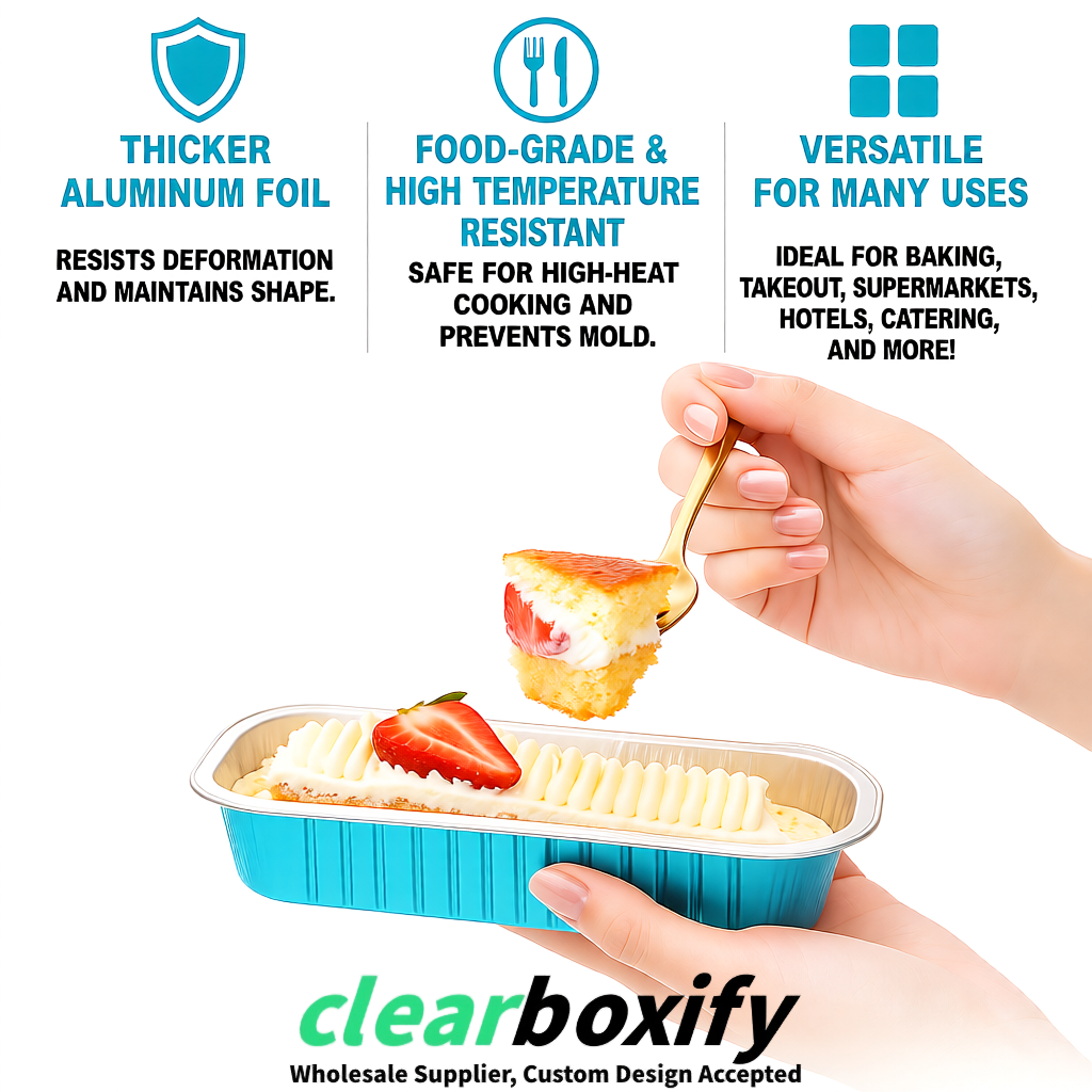 Cyan Mini Loaf Pans with Clear Lids 6.8oz Rectangular Aluminum Foil Baking Pans Supplier