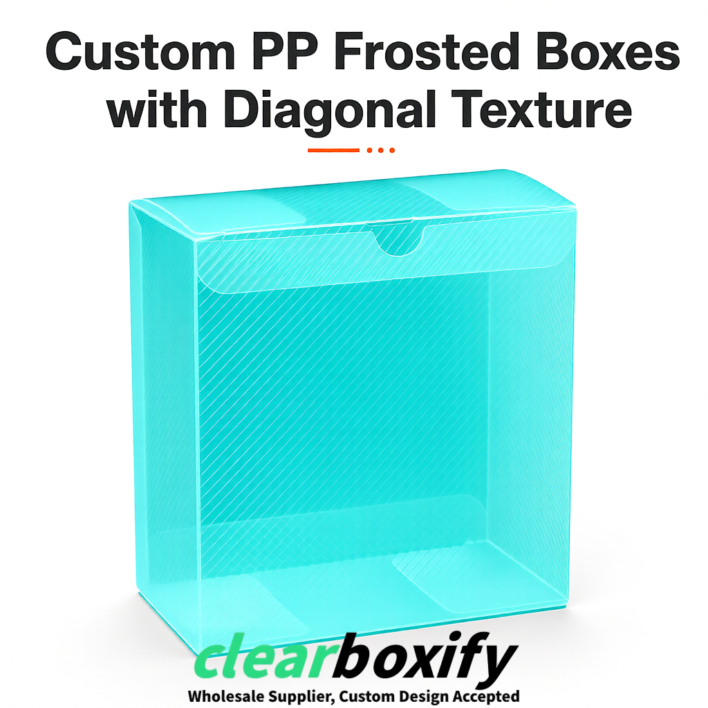Cyan Matte PP Frosted & Diagonal Texture Boxes with Diagonal Texture