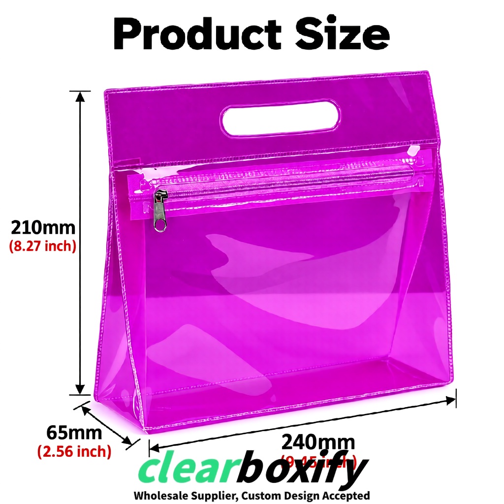 Fuchsia EVA/PVC Cosmetic Bags | OEM/ODM Clear Zipper Makeup Pouches