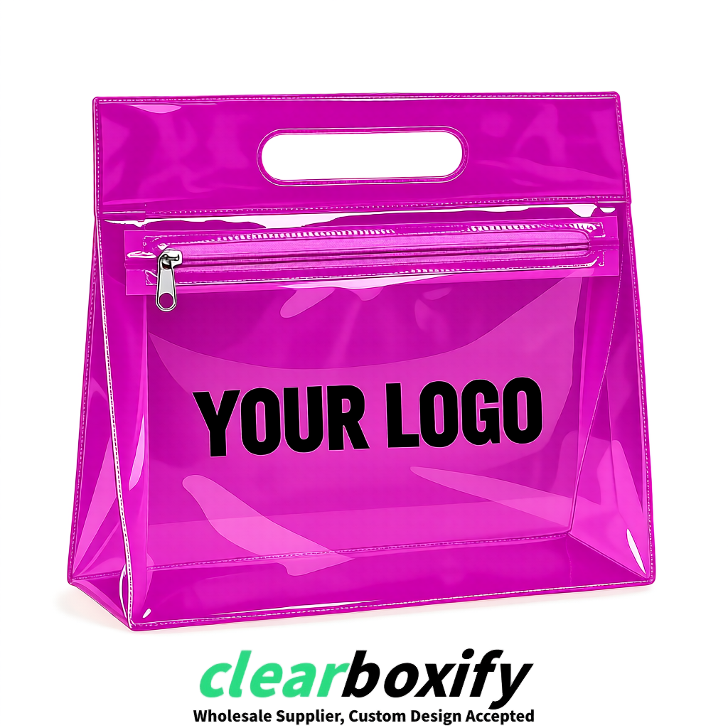 Fuchsia EVA/PVC Cosmetic Bags | OEM/ODM Clear Zipper Makeup Pouches