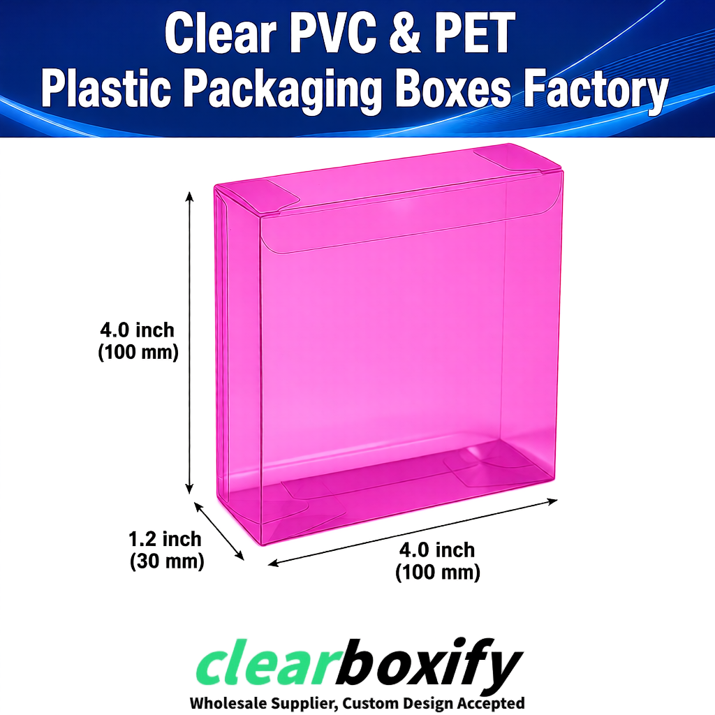 Wholesale Fuchsia Clear PVC & PET Boxes 90x90x90mm 100x100x30/50/100mm