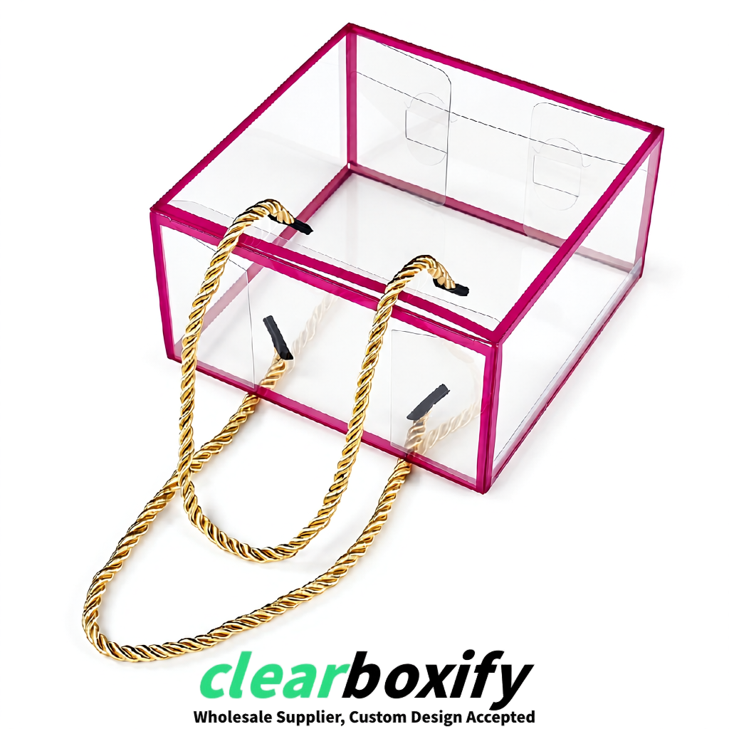Fuchsia Private Label Clear PVC, PP, PET Tote Bags & Handbags Wholesale