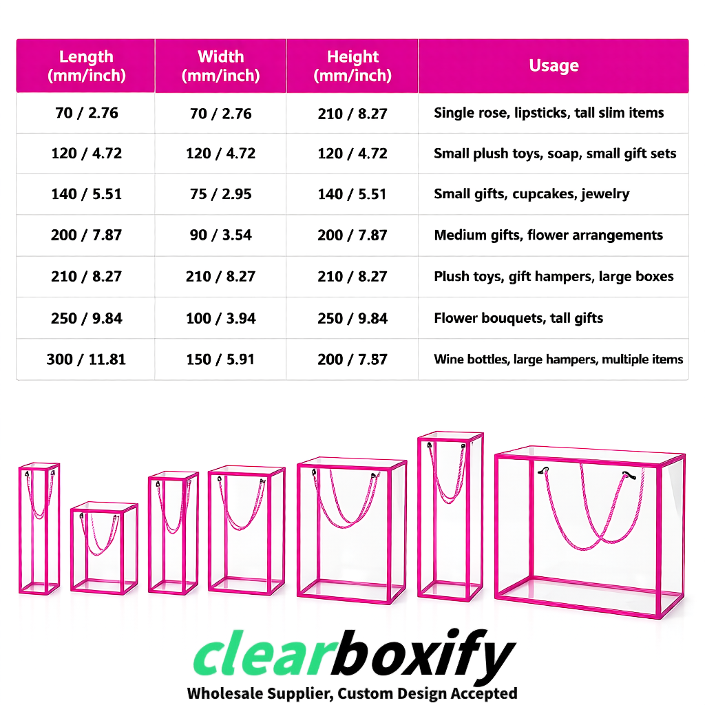 Fuchsia Private Label Clear PVC, PP, PET Tote Bags & Handbags Wholesale