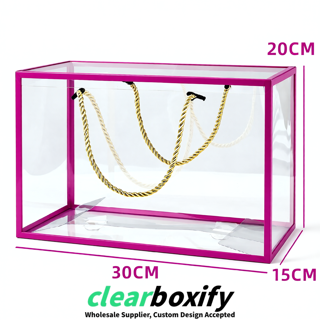 Fuchsia Private Label Clear PVC, PP, PET Tote Bags & Handbags Wholesale
