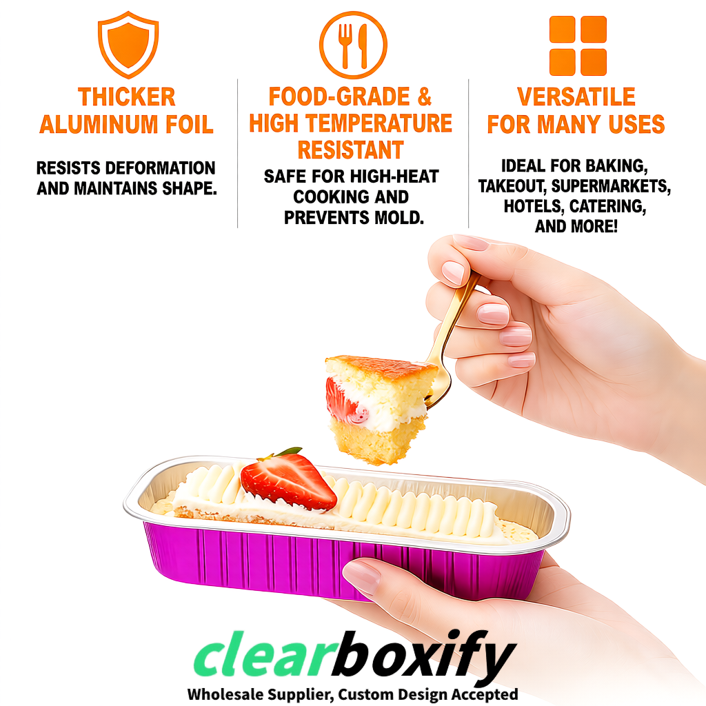 Fuchsia Mini Loaf Pans with Clear Lids 6.8oz Rectangular Aluminum Foil Baking Pans Supplier