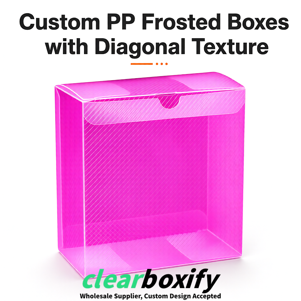 Fuchsia Matte PP Frosted & Diagonal Texture Boxes with Diagonal Texture