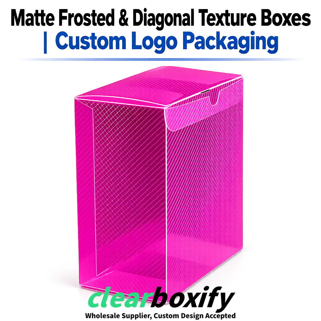Fuchsia Matte PP Frosted & Diagonal Texture Boxes with Diagonal Texture