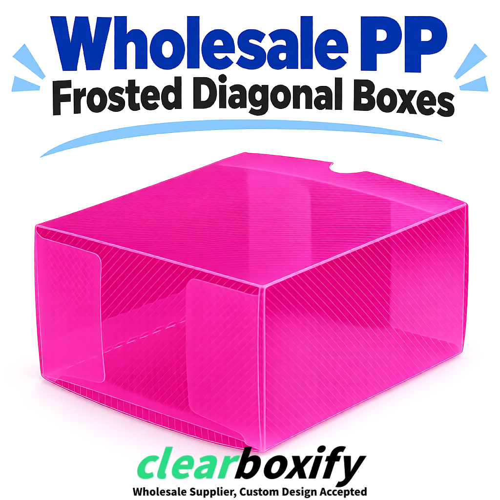 Fuchsia Matte PP Frosted & Diagonal Texture Boxes with Diagonal Texture