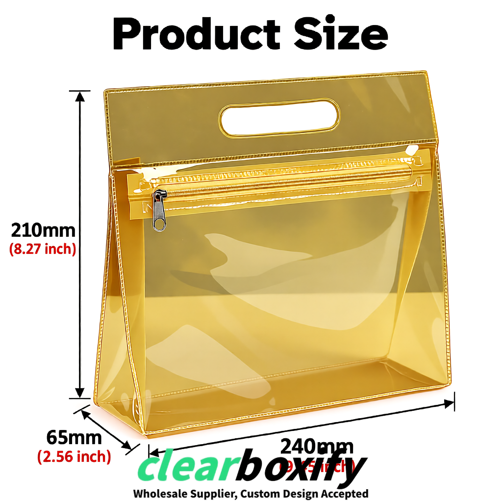 Gold EVA/PVC Cosmetic Bags | OEM/ODM Clear Zipper Makeup Pouches
