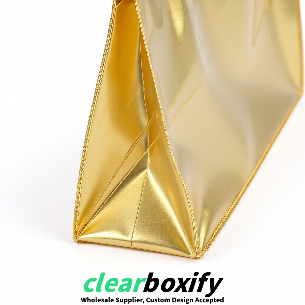 Gold EVA/PVC Cosmetic Bags | OEM/ODM Clear Zipper Makeup Pouches