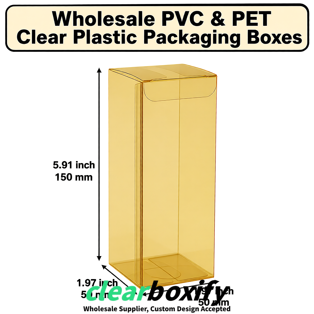 Gold Wholesale Clear PVC & PET Boxes 50x50x120/150/200mm 60x60x60/120 mm
