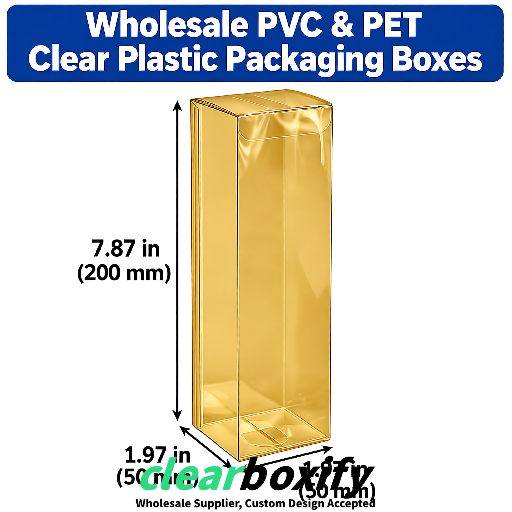 Gold Wholesale Clear PVC & PET Boxes 50x50x120/150/200mm 60x60x60/120 mm