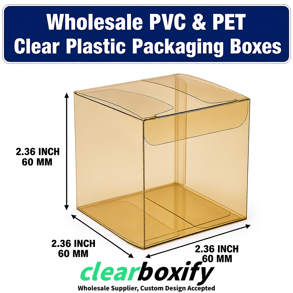 Gold Wholesale Clear PVC & PET Boxes 50x50x120/150/200mm 60x60x60/120 mm
