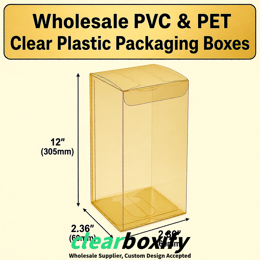 Gold Wholesale Clear PVC & PET Boxes 50x50x120/150/200mm 60x60x60/120 mm