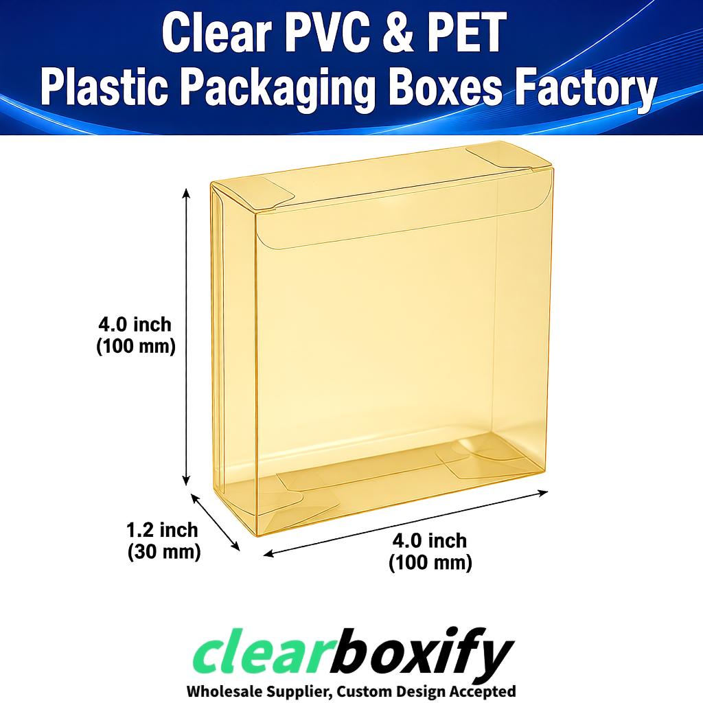 Wholesale Gold Clear PVC & PET Boxes 90x90x90mm 100x100x30/50/100mm