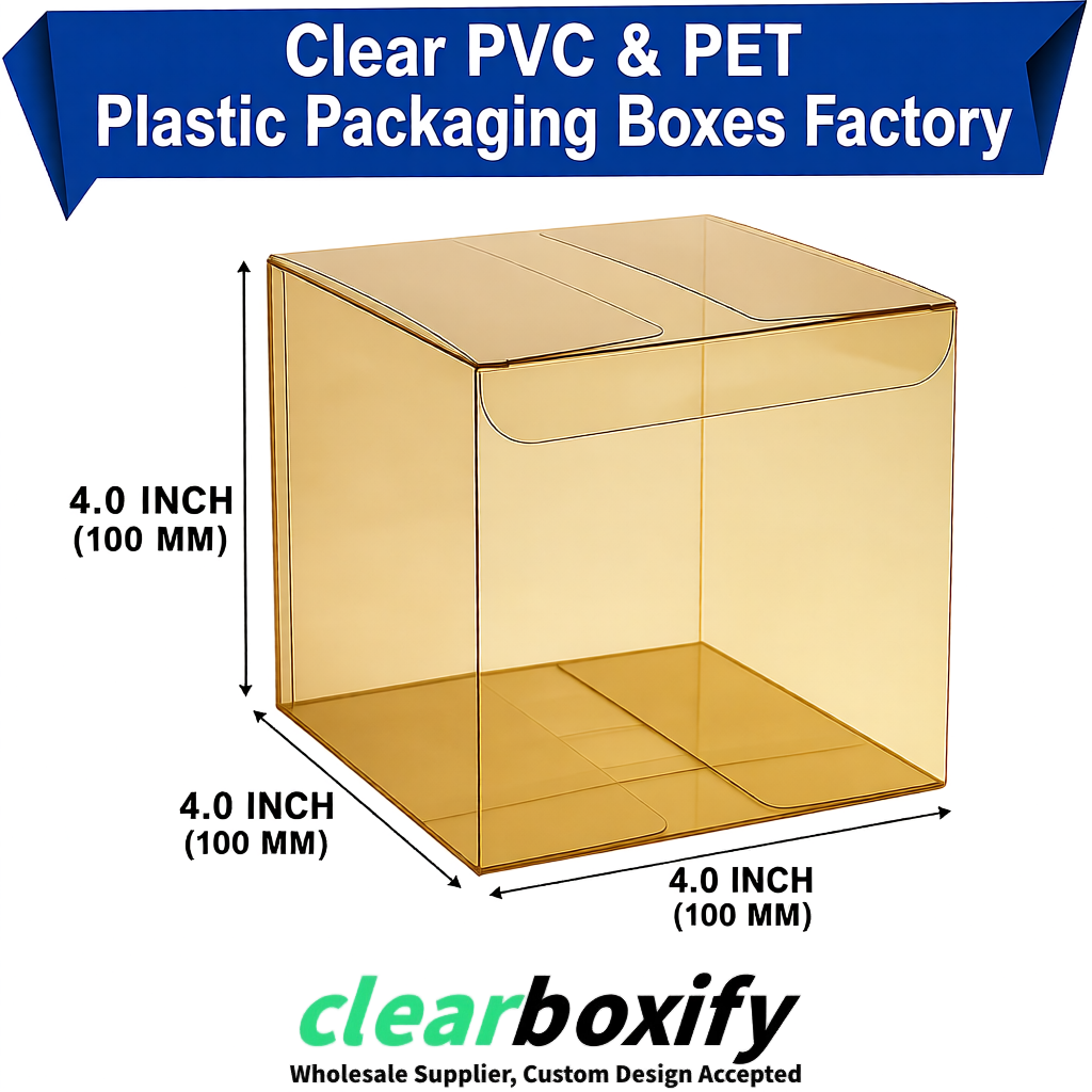Wholesale Gold Clear PVC & PET Boxes 90x90x90mm 100x100x30/50/100mm Wholesale Gold Clear PVC & PET Boxes 90x90x90mm 100x100x30/50/100mm