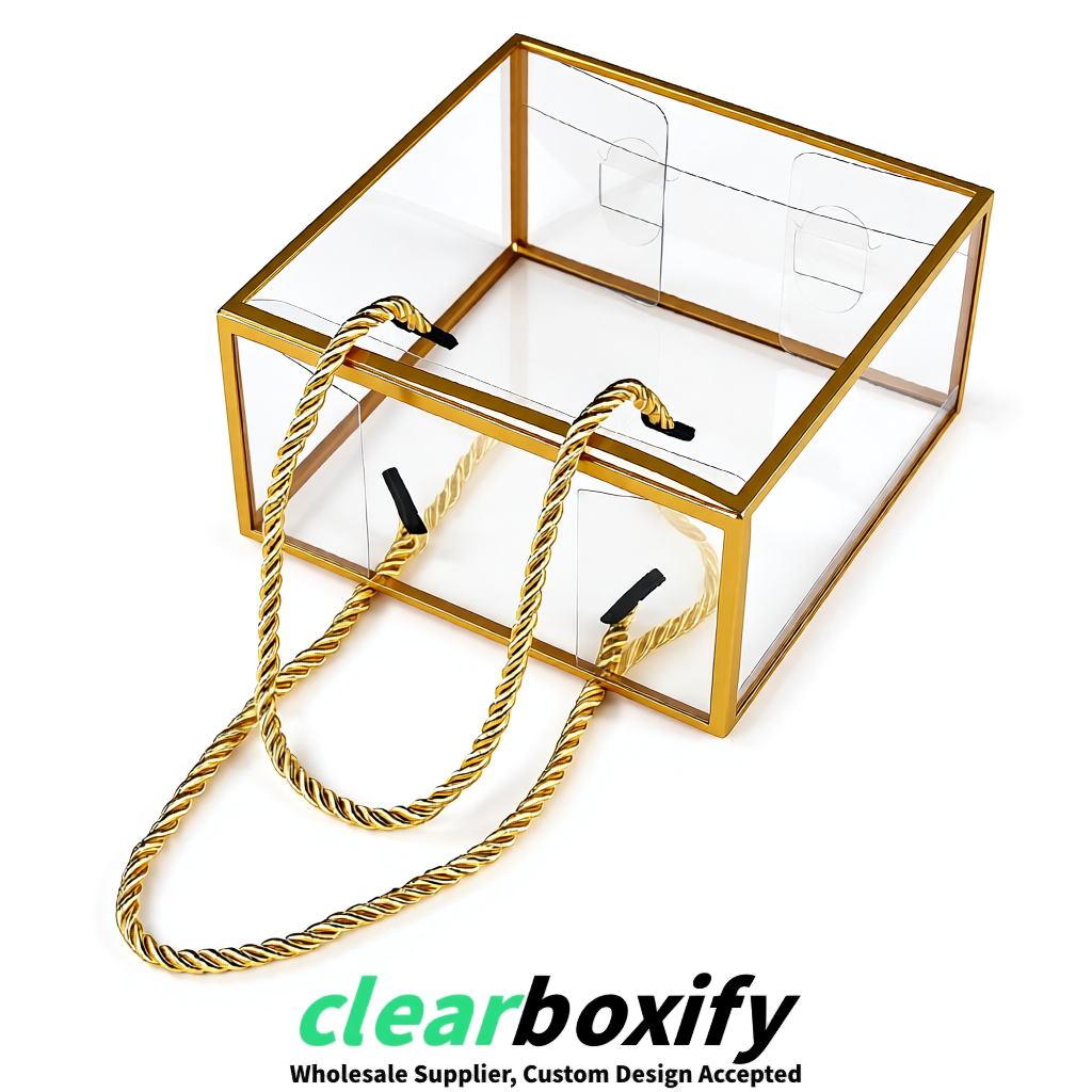 Gold Private Label Clear PVC, PP, PET Tote Bags & Handbags Wholesale