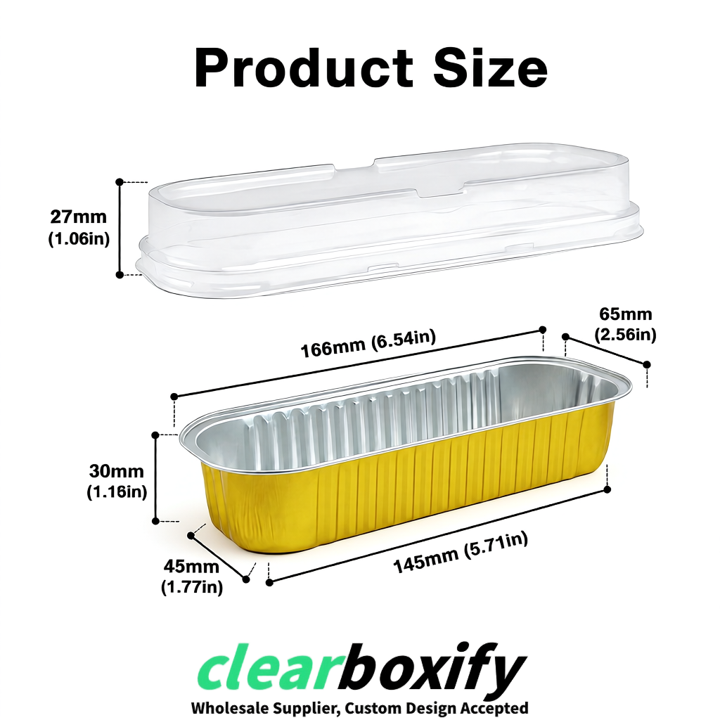 Gold Mini Loaf Pans with Clear Lids 6.8oz Rectangular Aluminum Foil Baking Pans Supplier