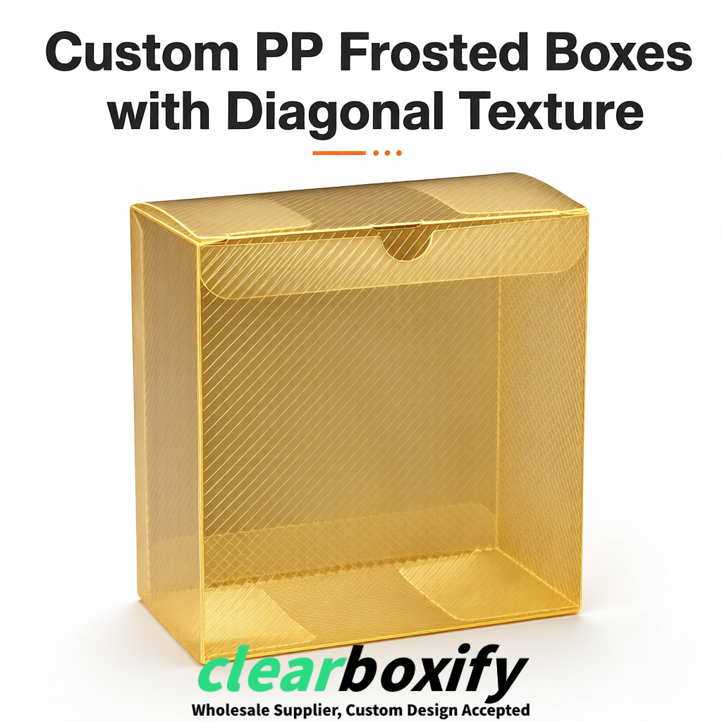 Gold Matte PP Frosted & Diagonal Texture Boxes with Diagonal Texture