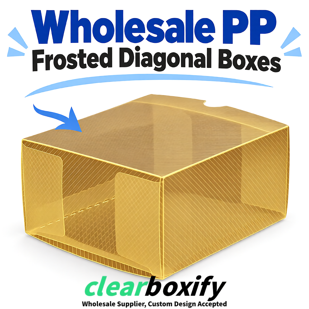 Gold Matte PP Frosted & Diagonal Texture Boxes with Diagonal Texture