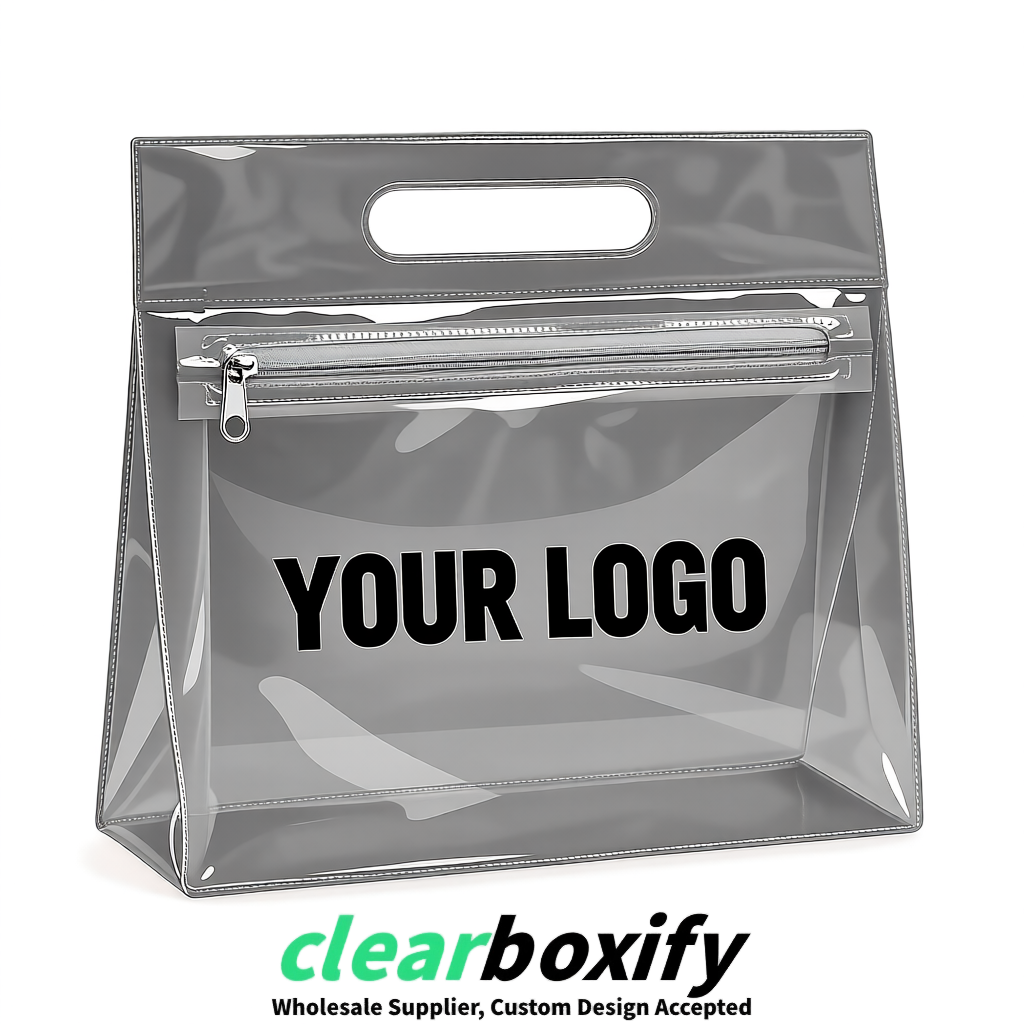 Gray EVA/PVC Cosmetic Bags | OEM/ODM Clear Zipper Makeup Pouches