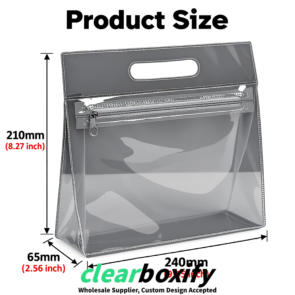 Gray EVA/PVC Cosmetic Bags | OEM/ODM Clear Zipper Makeup Pouches