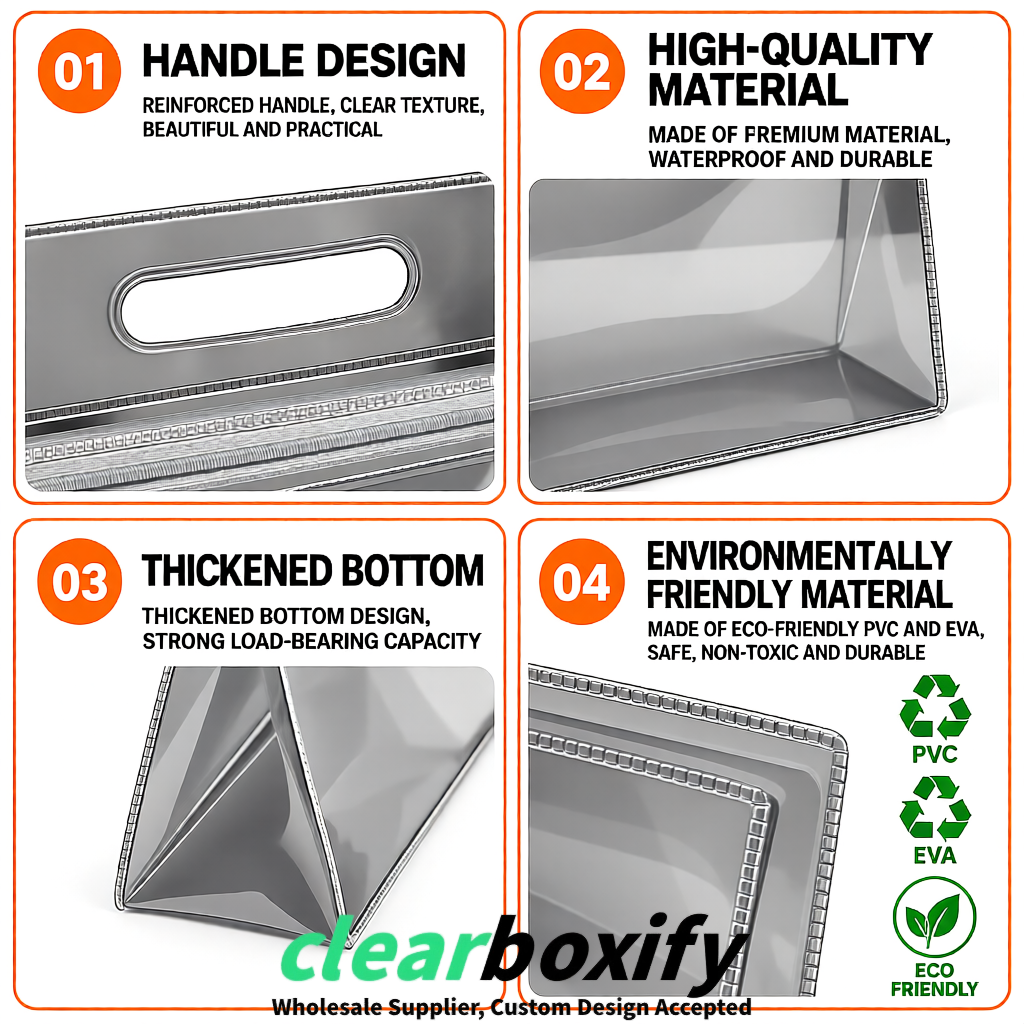 Gray EVA/PVC Cosmetic Bags | OEM/ODM Clear Zipper Makeup Pouches