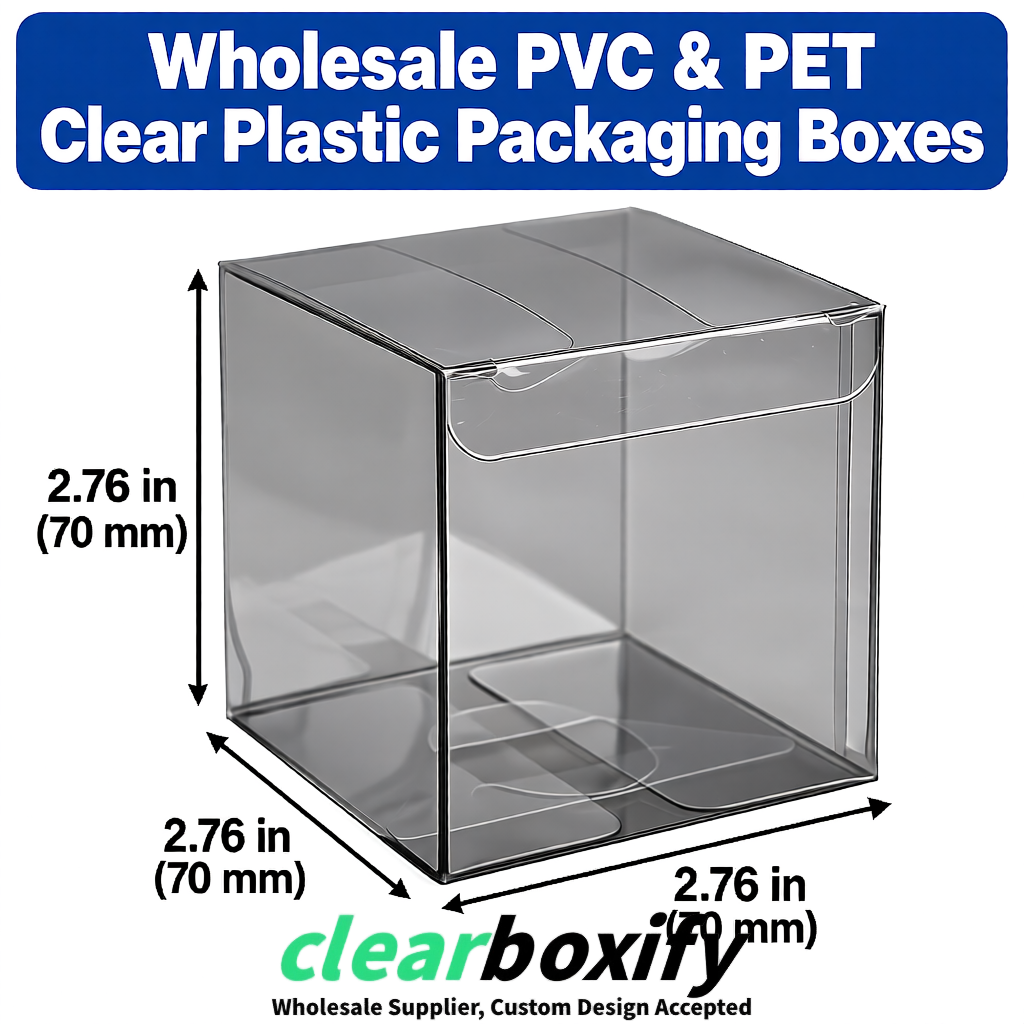 PPWR-Aligned Gray Translucent PVC & PET Boxes 60x60x180mm 76x76x76mm 70x70x70/100/120mm