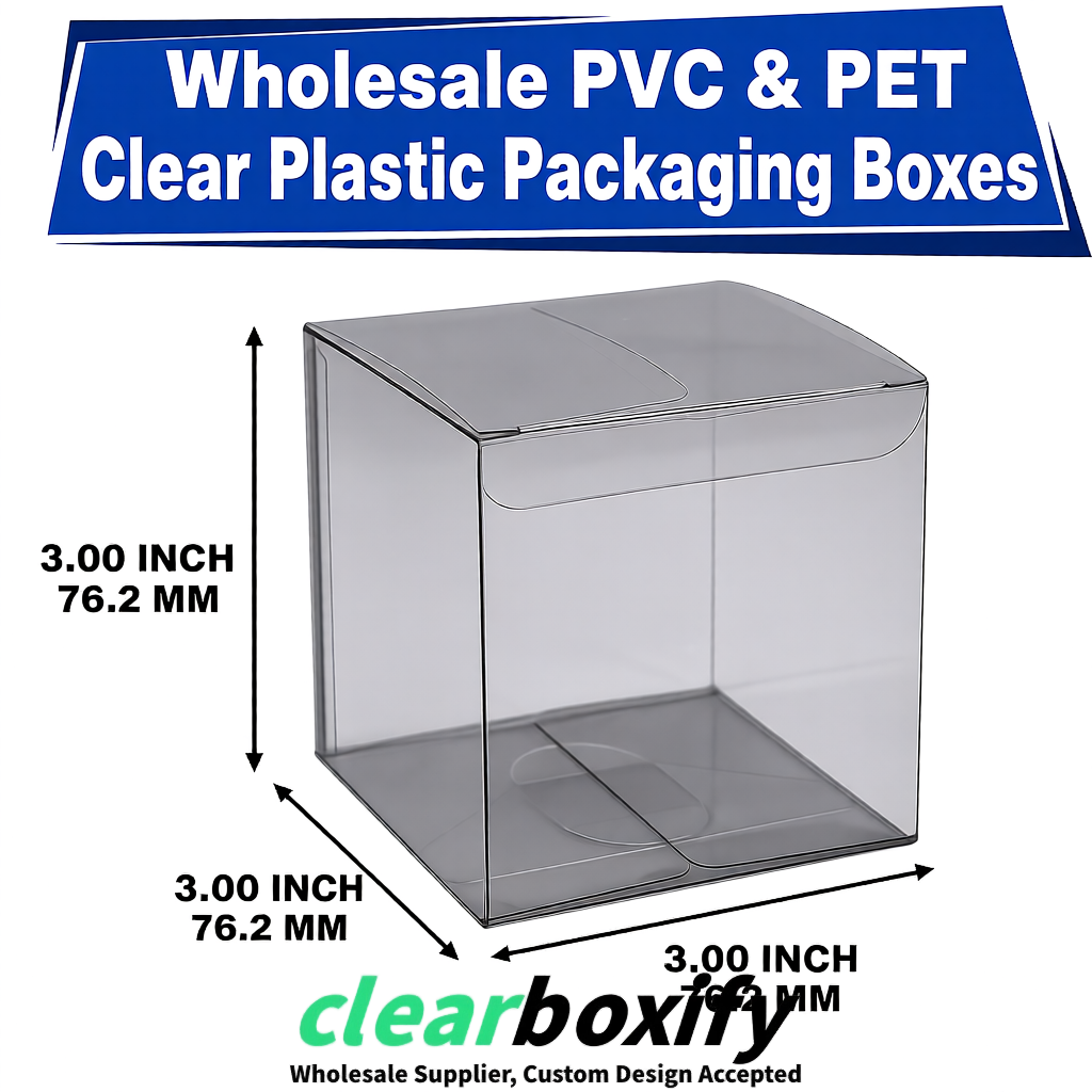PPWR-Aligned Gray Translucent PVC & PET Boxes 60x60x180mm 76x76x76mm 70x70x70/100/120mm