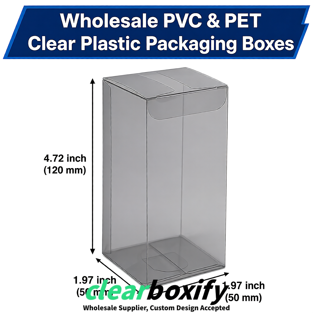 Gray Wholesale Clear PVC & PET Boxes 50x50x120/150/200mm 60x60x60/120 mm