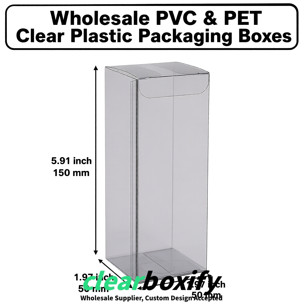 Gray Wholesale Clear PVC & PET Boxes 50x50x120/150/200mm 60x60x60/120 mm