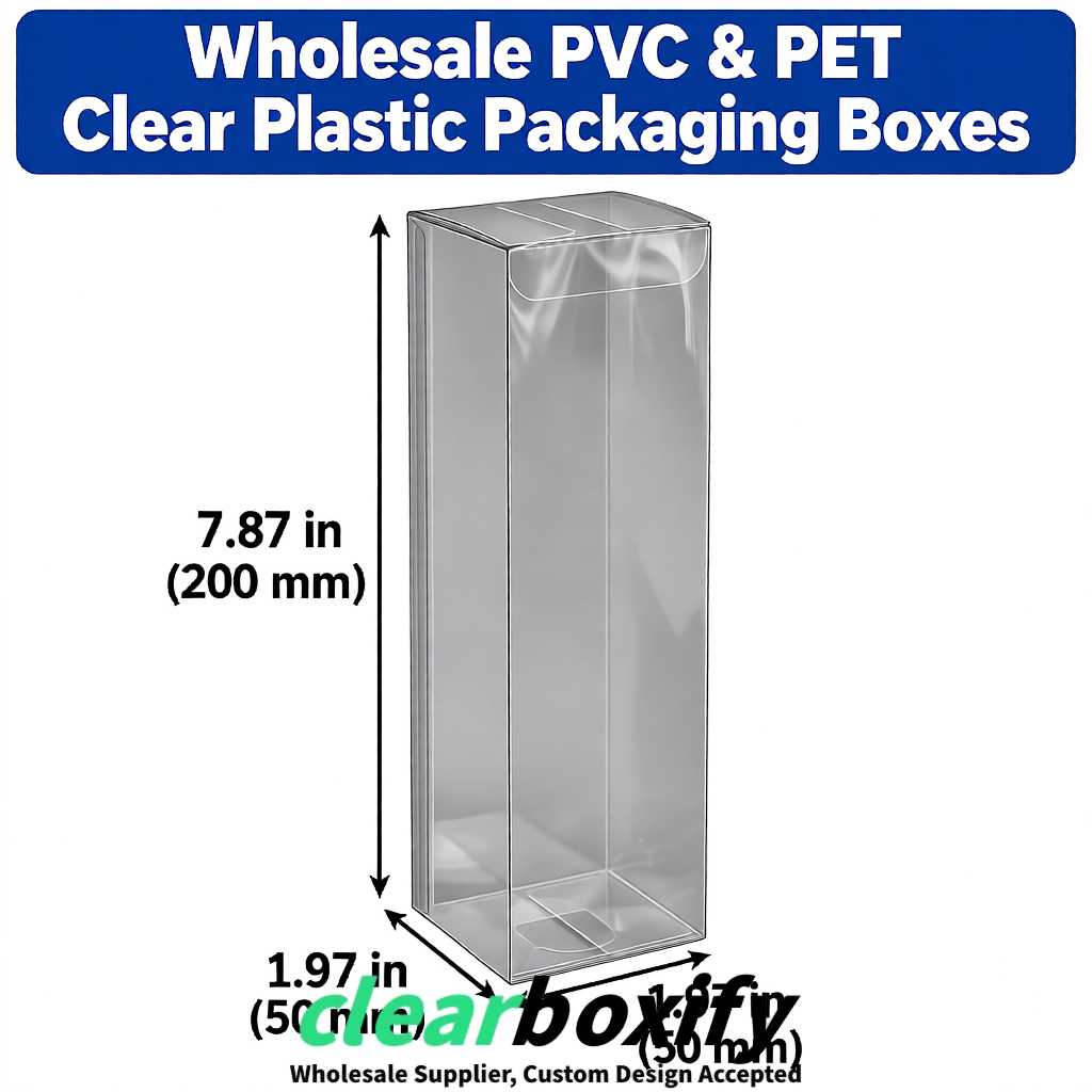 Gray Wholesale Clear PVC & PET Boxes 50x50x120/150/200mm 60x60x60/120 mm