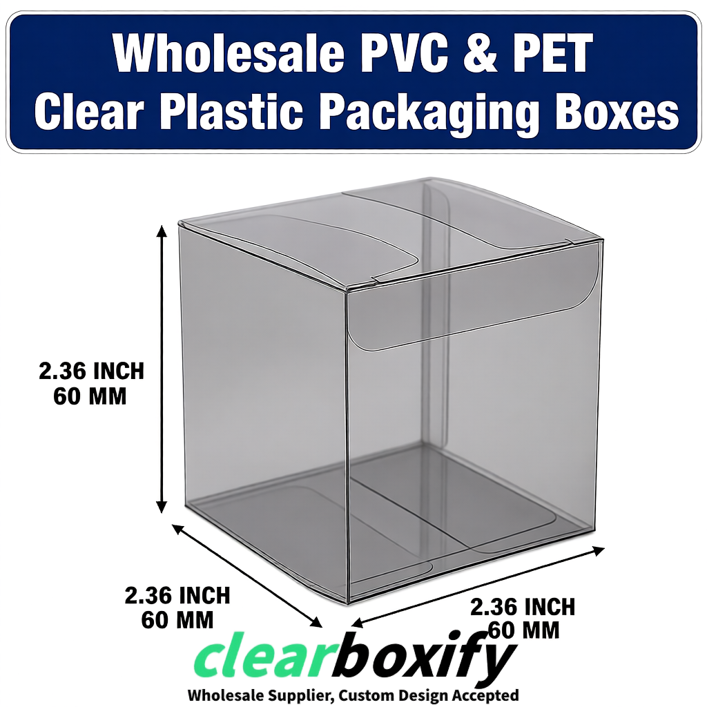 Gray Wholesale Clear PVC & PET Boxes 50x50x120/150/200mm 60x60x60/120 mm