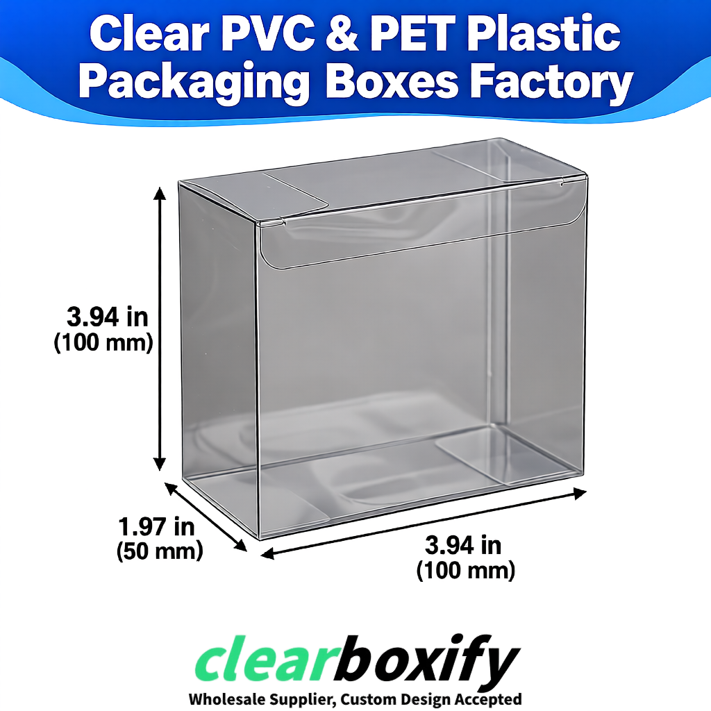 Wholesale Gray Clear PVC & PET Boxes 90x90x90mm 100x100x30/50/100mm