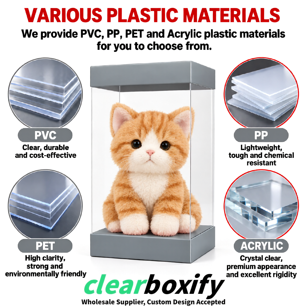 Gray Clear Toy Display Boxes with White Base & Top | Wholesale Bulk Packaging