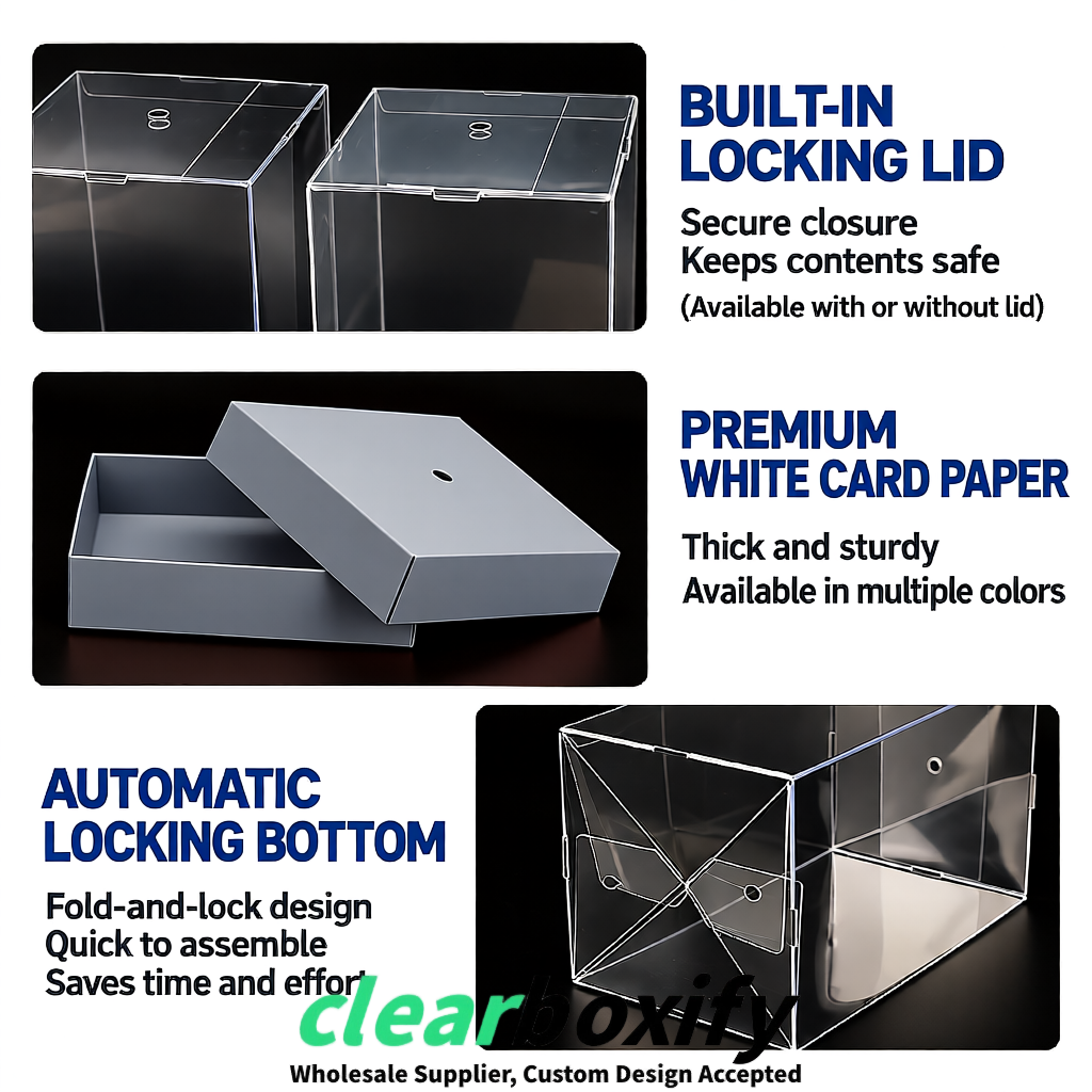 Gray Clear Toy Display Boxes with White Base & Top | Wholesale Bulk Packaging