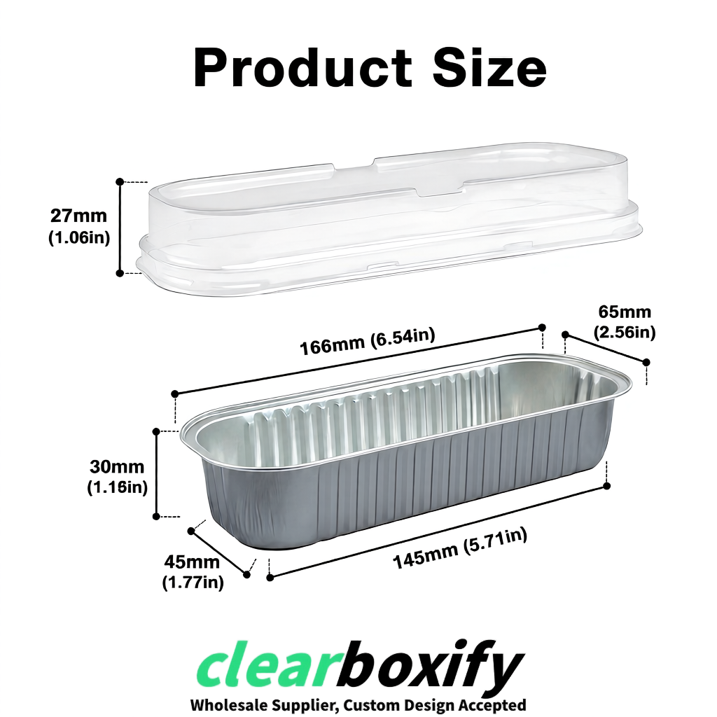 Gray Mini Loaf Pans with Clear Lids 6.8oz Rectangular Aluminum Foil Baking Pans Supplier