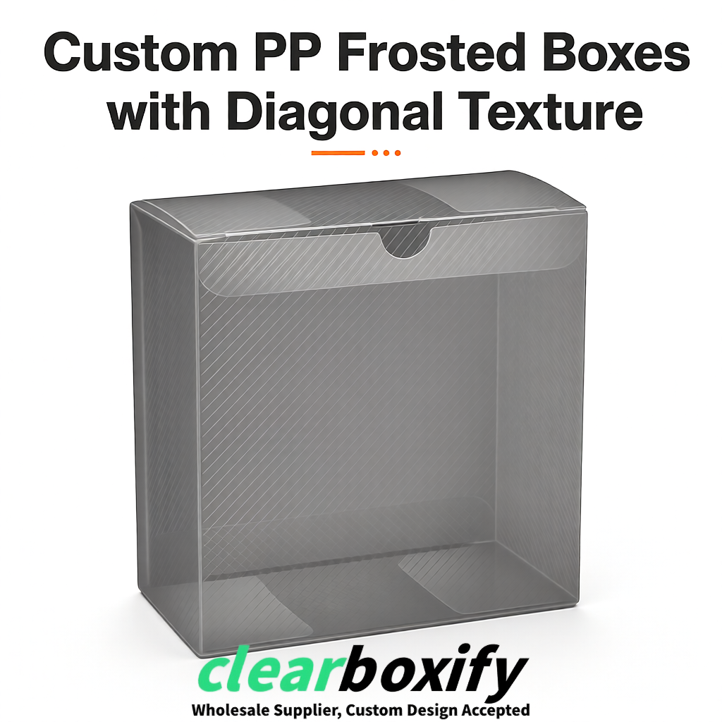 Gray Matte PP Frosted & Diagonal Texture Boxes with Diagonal Texture