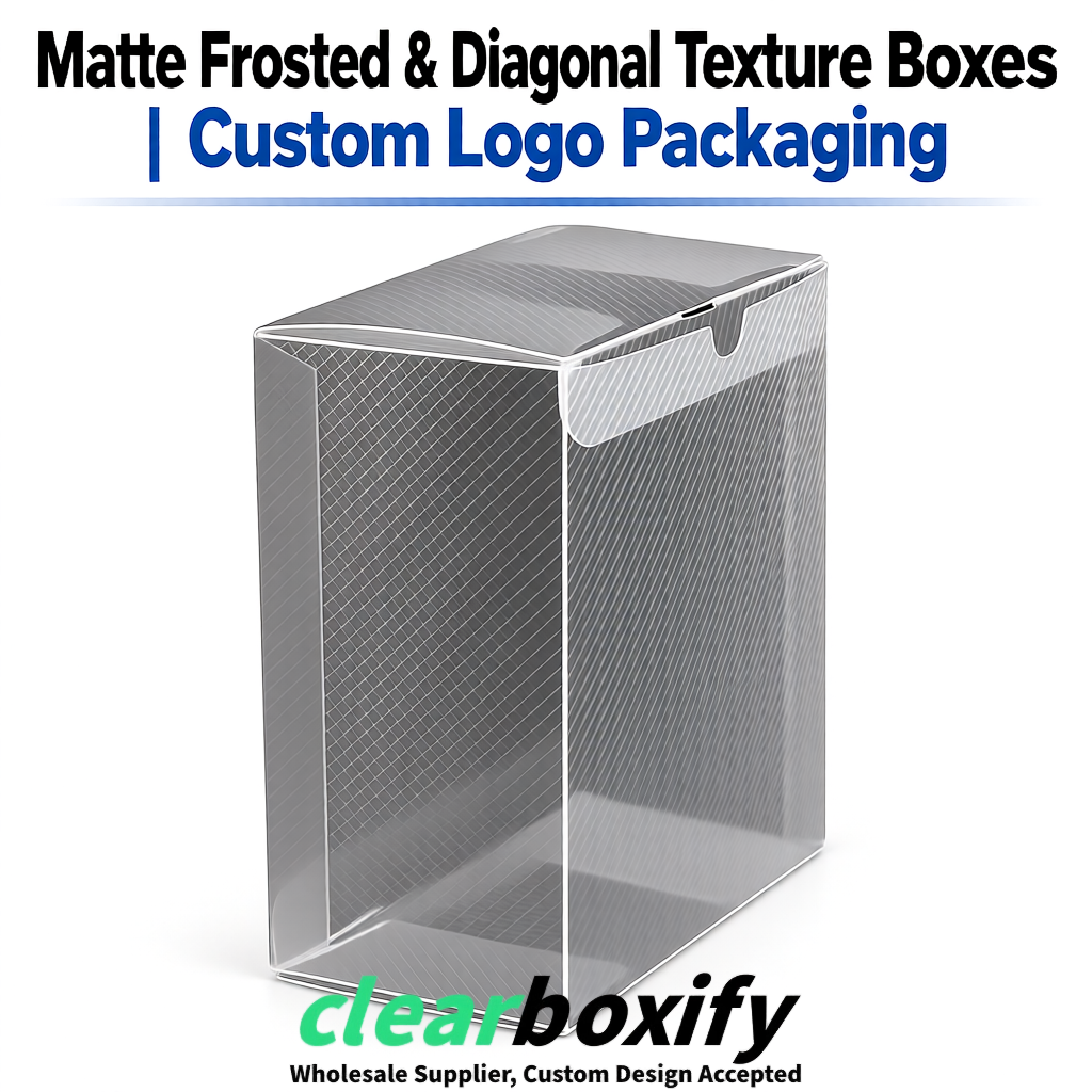 Gray Matte PP Frosted & Diagonal Texture Boxes with Diagonal Texture