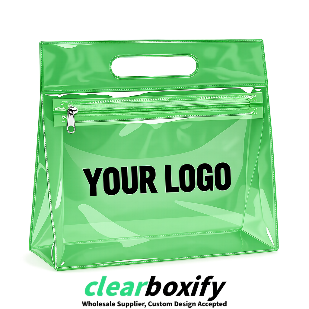Green EVA/PVC Cosmetic Bags | OEM/ODM Clear Zipper Makeup Pouches