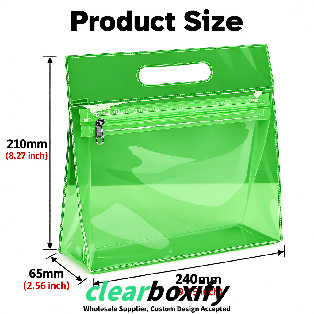 Green EVA/PVC Cosmetic Bags | OEM/ODM Clear Zipper Makeup Pouches
