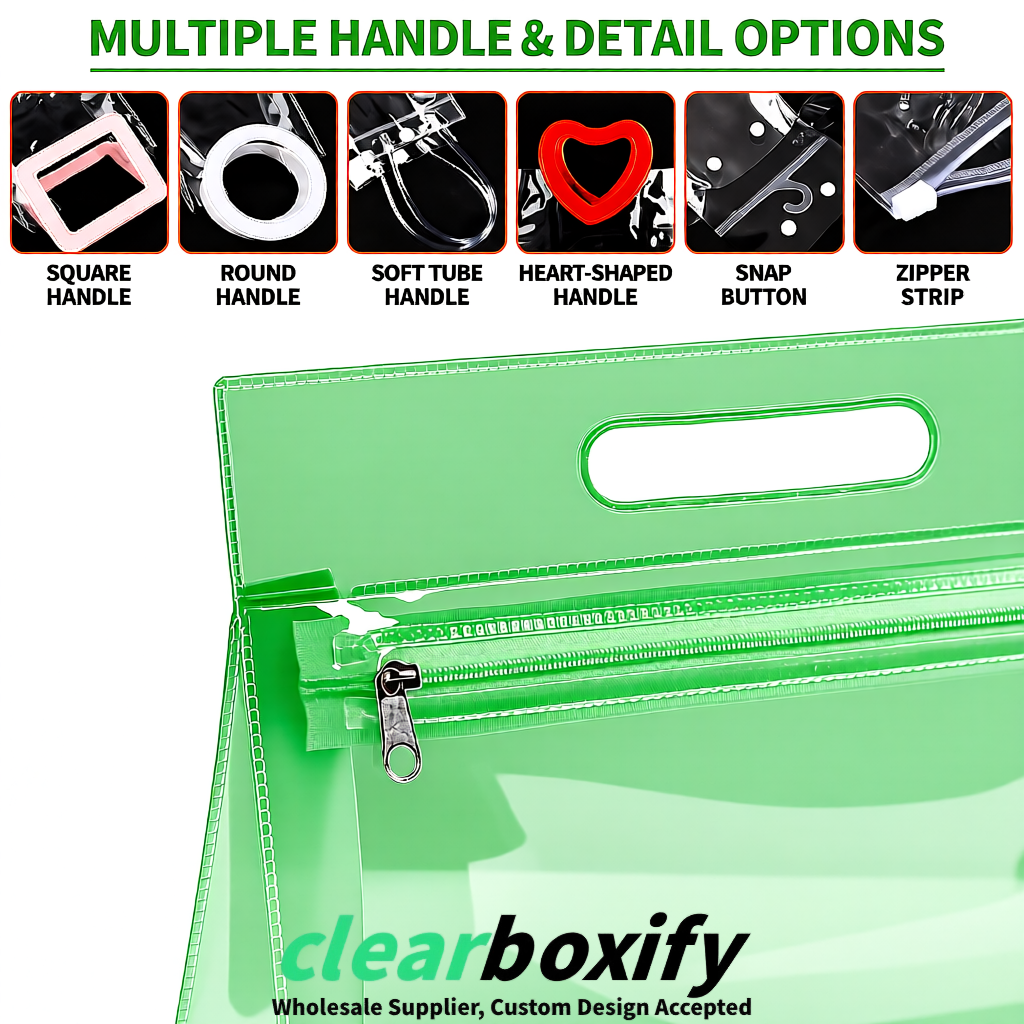 Green EVA/PVC Cosmetic Bags | OEM/ODM Clear Zipper Makeup Pouches
