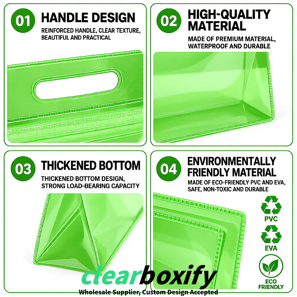 Green EVA/PVC Cosmetic Bags | OEM/ODM Clear Zipper Makeup Pouches Green EVA/PVC Cosmetic Bags | OEM/ODM Clear Zipper Makeup Pouches