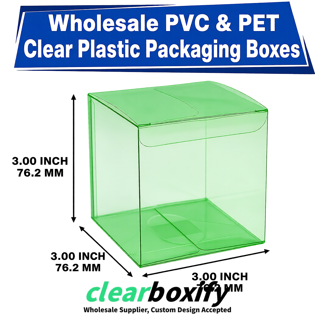 PPWR-Aligned Green Translucent PVC & PET Boxes 60x60x180mm 76x76x76mm 70x70x70/100/120mm