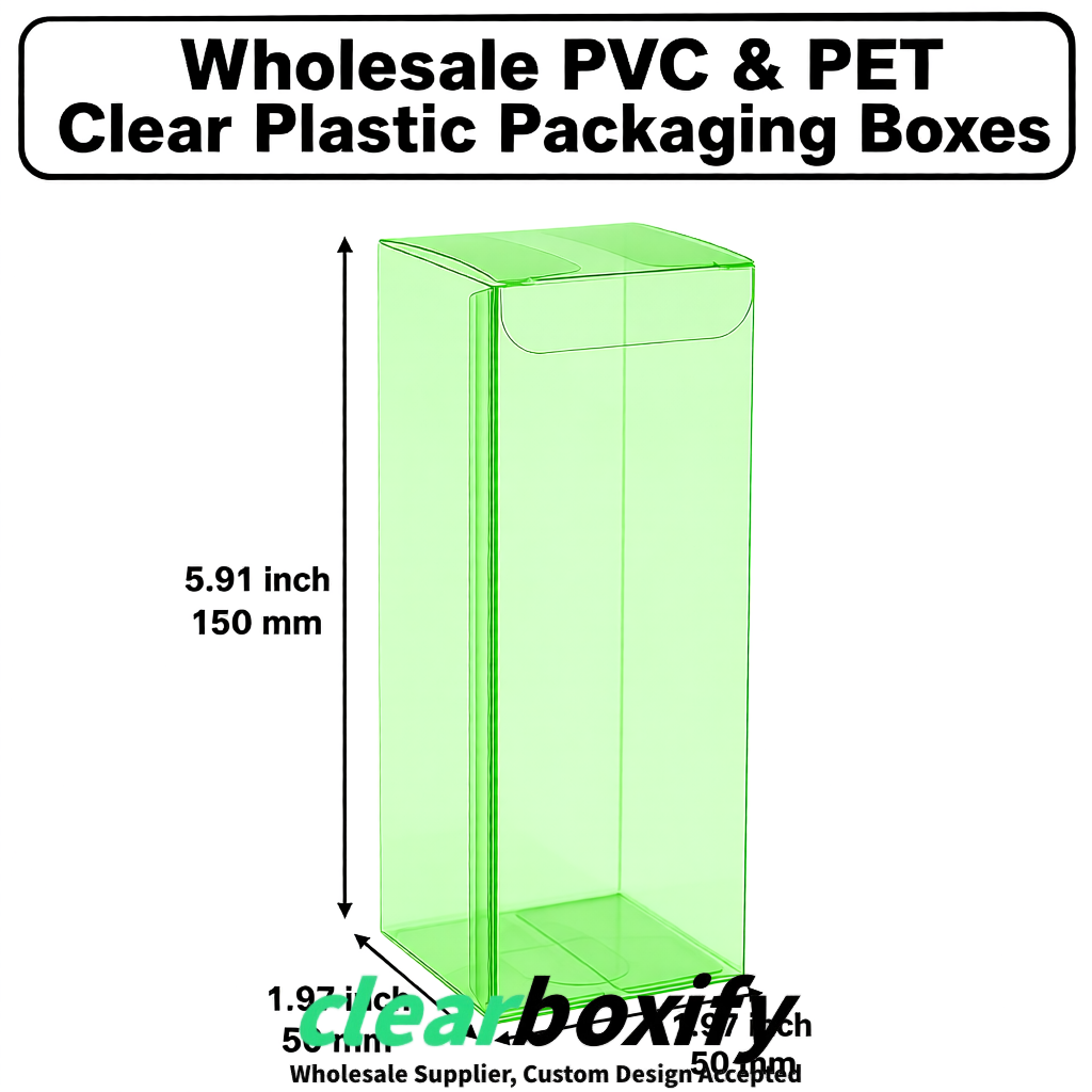 Green Wholesale Clear PVC & PET Boxes 50x50x120/150/200mm 60x60x60/120 mm
