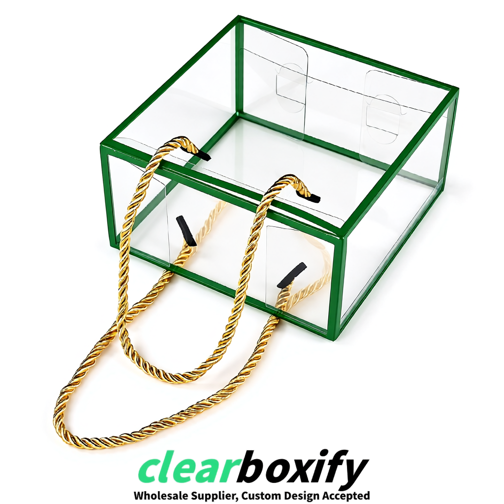 Green Private Label Clear PVC, PP, PET Tote Bags & Handbags Wholesale