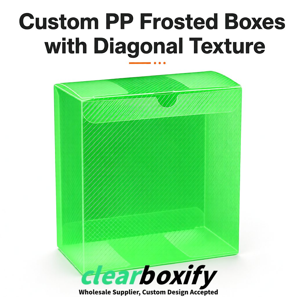 Green Matte PP Frosted & Diagonal Texture Boxes with Diagonal Texture